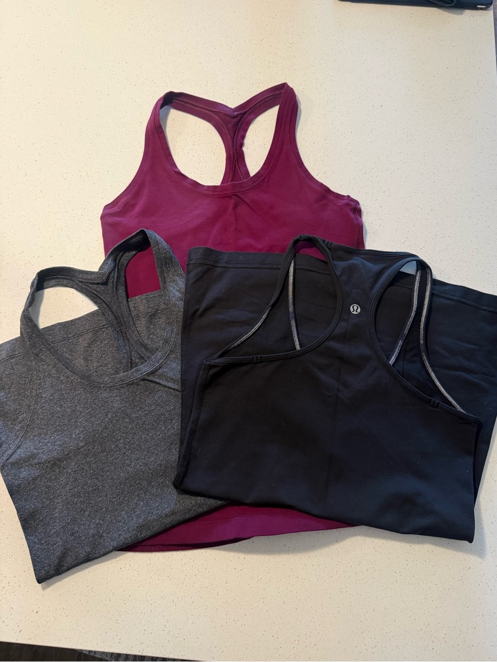 lululemon athletica Women's Racerback Tank Tops - Burgundy, Black, Heather Gray